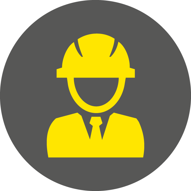 Das Bild zeigt das Symbol einer Person, die Sicherheitskleidung trägt.